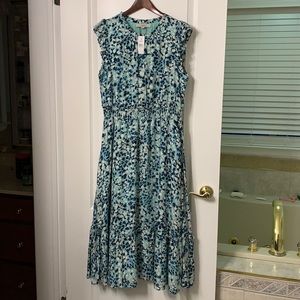 LOFT Floral Light Blue Flowy Dress